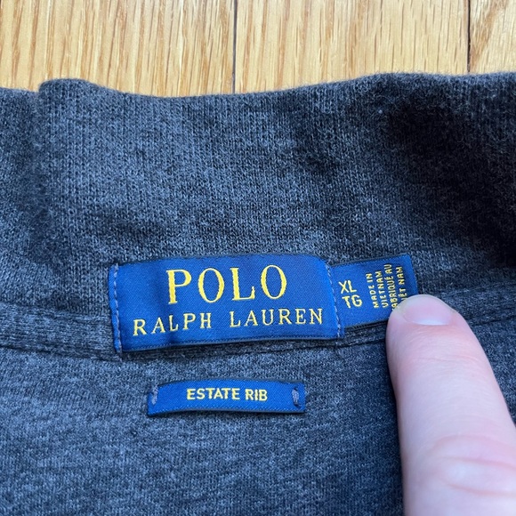 Polo Ralph Lauren Men’s 1/4 Zip Up Sweater Pullover Estate Rib XL Dark Gray - Picture 2 of 3